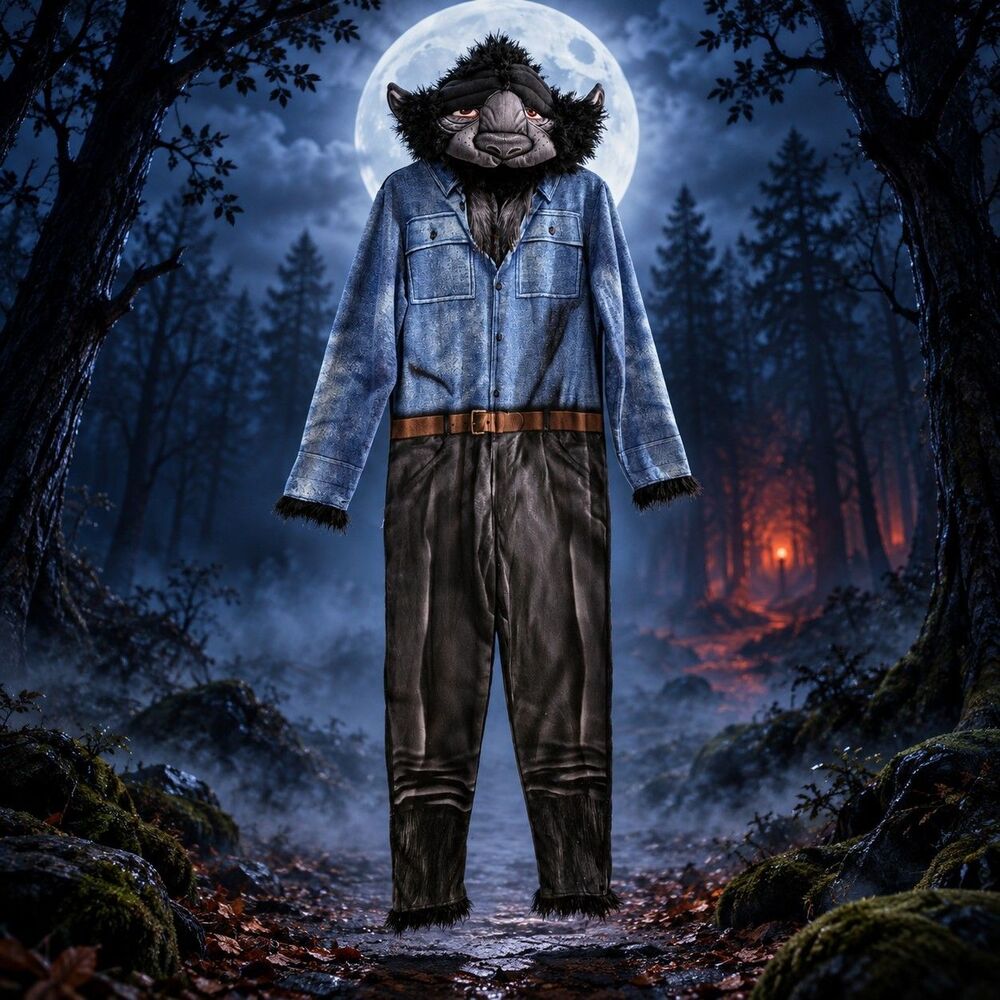 Big Bad Wolf Adult Costume Small Hooded Jumpsuit Briefly Stated Halloween C173
